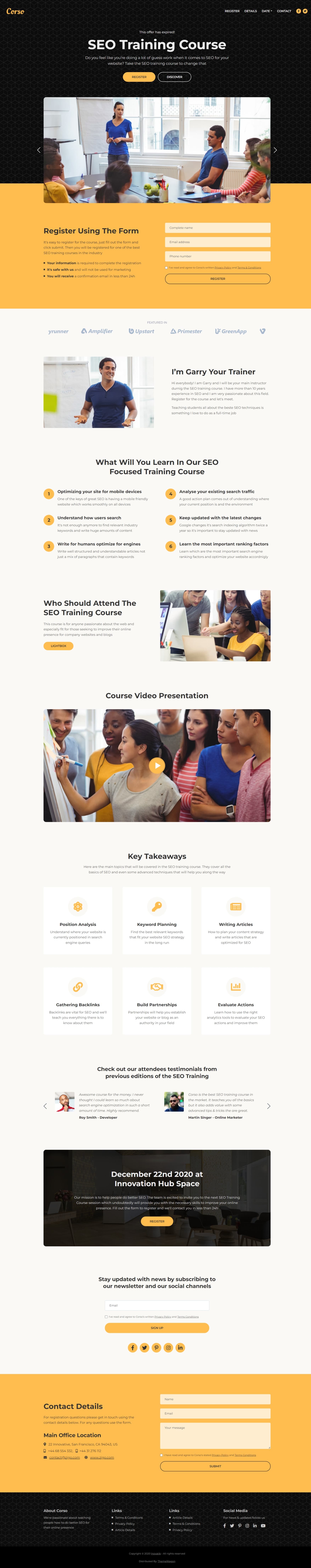 Educational landing page design